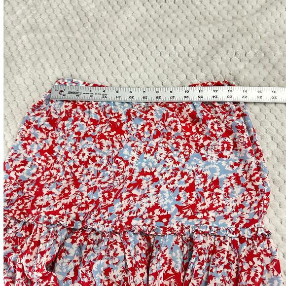 Paloma Blue Alexa Mini Skirt Women's Small Red Blue Silk Ruffle Tiered RTR - Picture 7 of 9